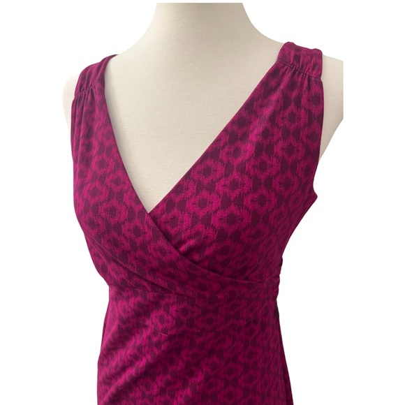Eddie Bauer sleeveless dress magenta pink purple v neck size small Ikat print - Picture 4 of 6